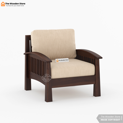 Olympia 3+1+1 Wooden Sofa Set (Walnut Finish)