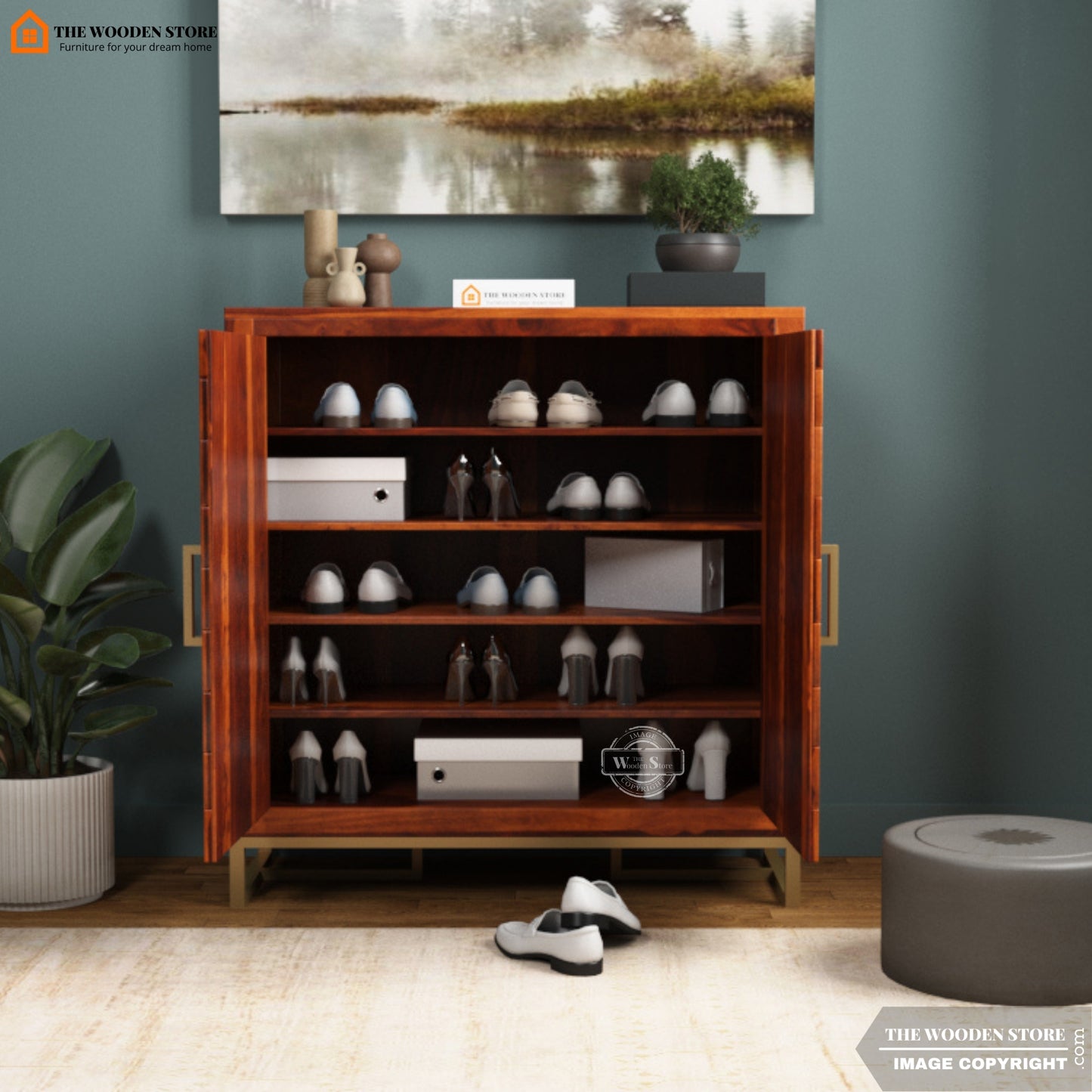 Gaze Shoe Rack (Honey Finish)
