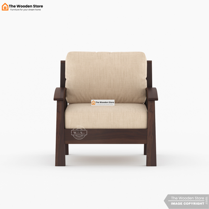 Olympia 3+1+1 Wooden Sofa Set (Walnut Finish)