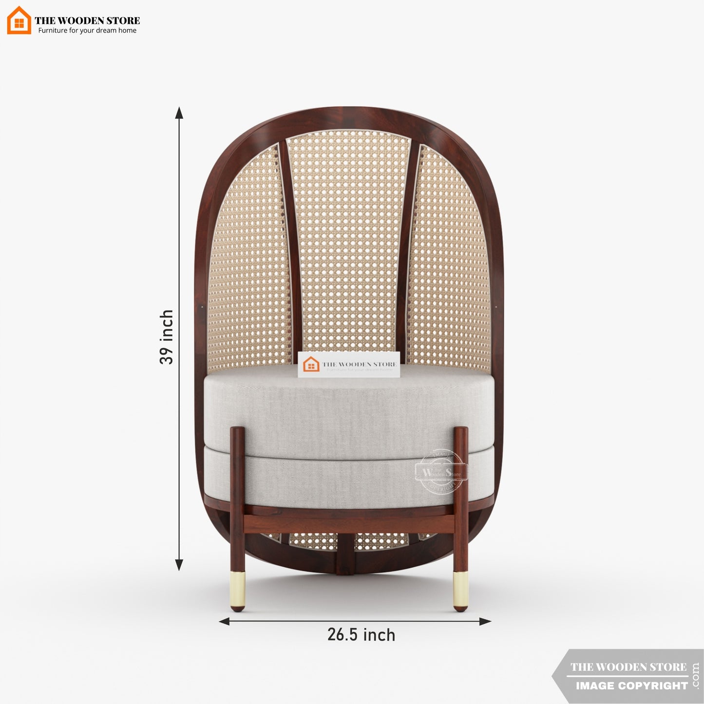 Remzo Curved Chair with Cane (Walnut Finish)