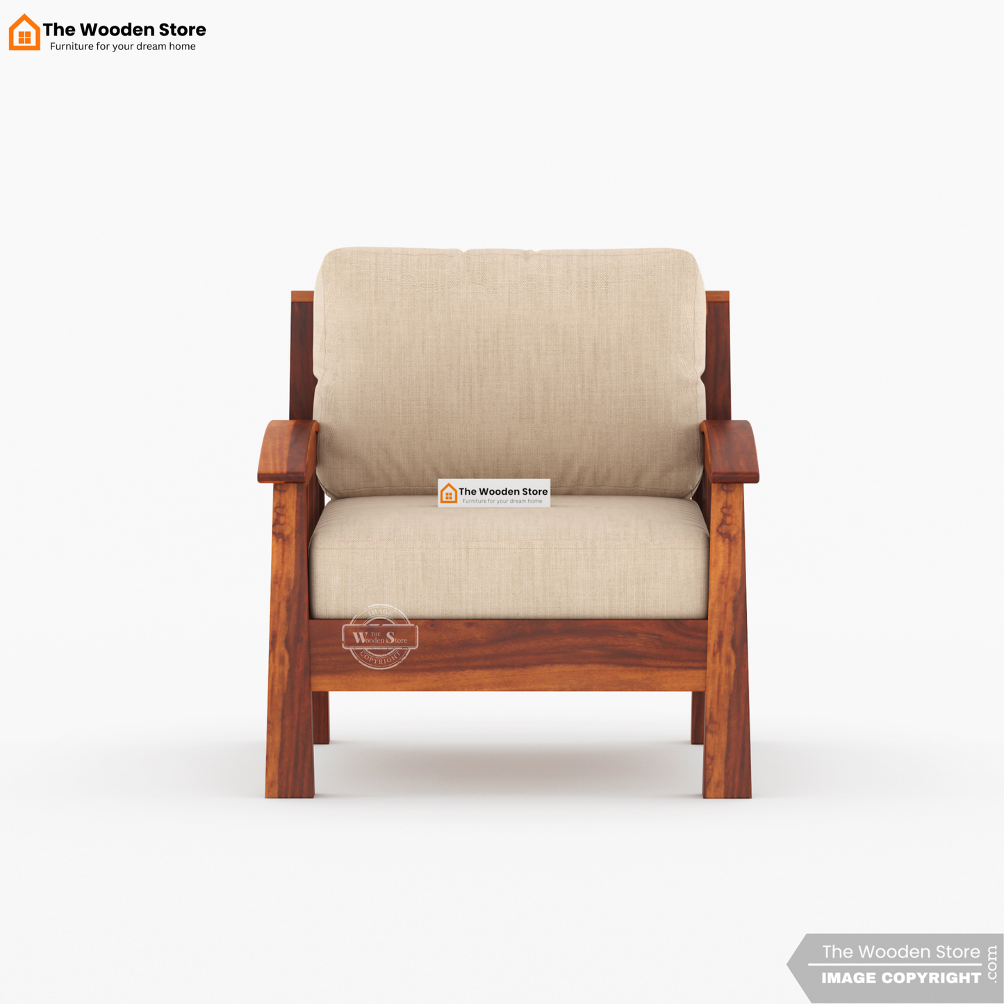Olympia 3+1+1 Wooden Sofa Set (Honey Finish)