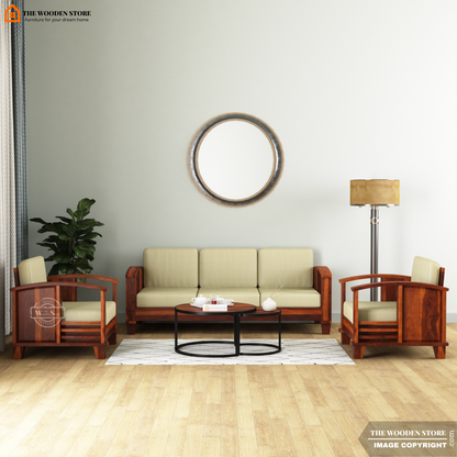Parsons 3+1+1 Wooden Sofa Set (Honey Finish)