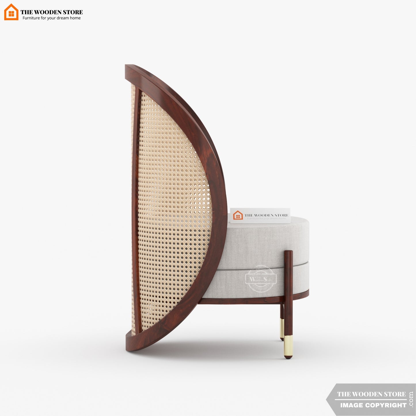Remzo Curved Chair with Cane (Walnut Finish)