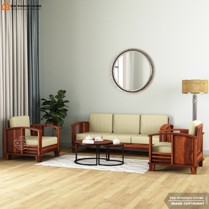 Parsons 3+1+1 Wooden Sofa Set (Honey Finish)