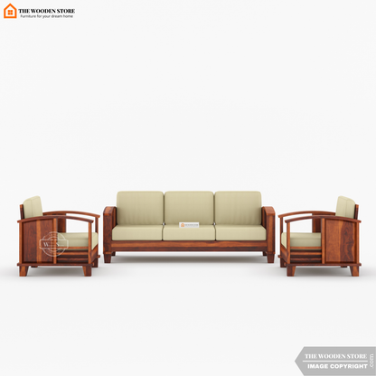 Parsons 3+1+1 Wooden Sofa Set (Honey Finish)