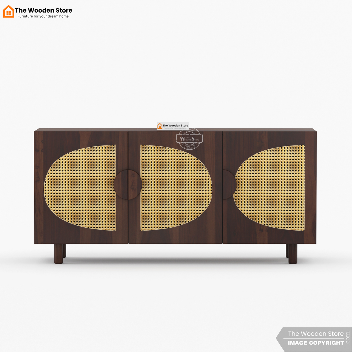 Glowden Cabinets and Sideboard With Cane (Walnut Finish)