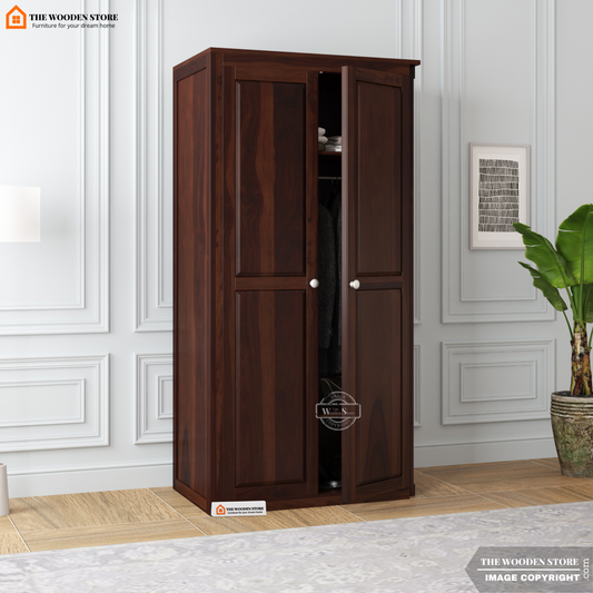 Mateo 2 Door Multi-Utility Wardrobe (Walnut Finish)