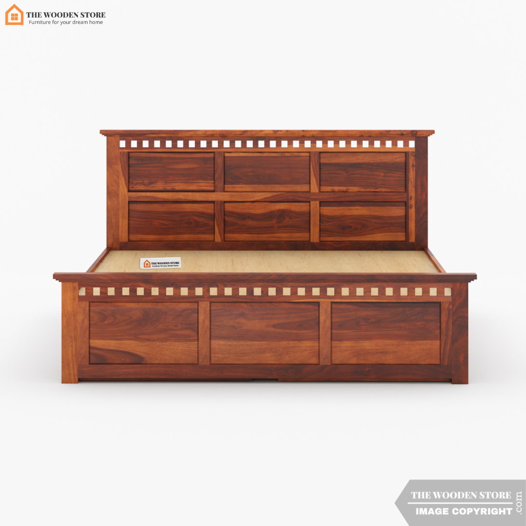 Donald Bed with Drawer Storage (King Size, Honey Finish)