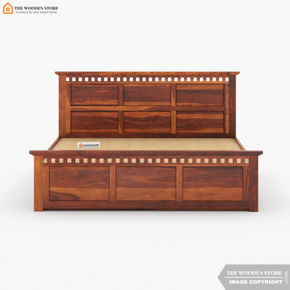 Donald Bed with Drawer Storage (King Size, Honey Finish)