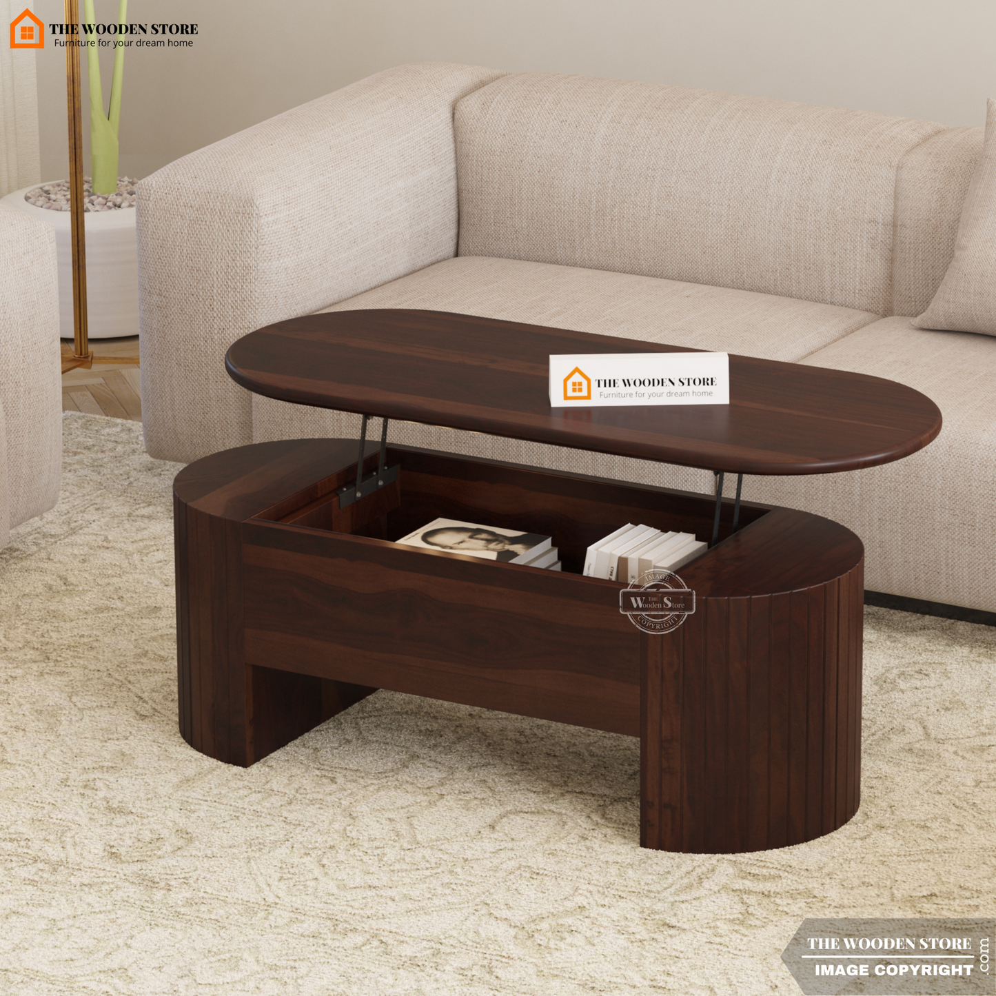 Breidy Lift Top Coffee Table (Walnut Finish)