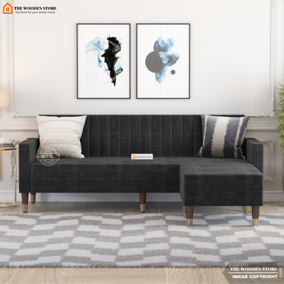 Orner L-Shape Corner Fabric Sofa (Natural Grey)