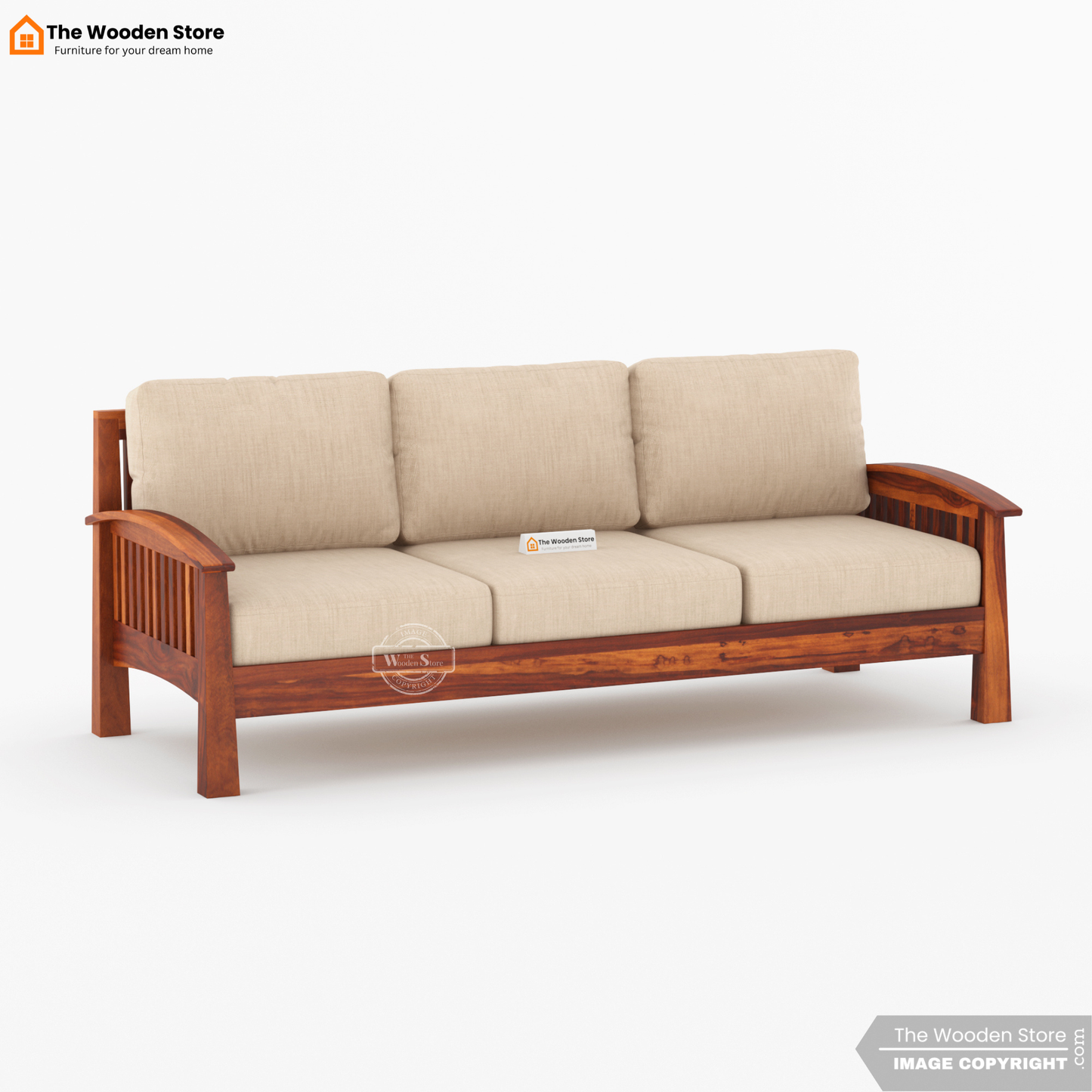 Olympia 3+1+1 Wooden Sofa Set (Honey Finish)