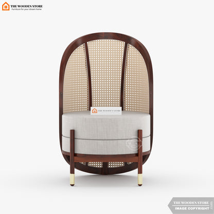 Remzo Curved Chair with Cane (Walnut Finish)