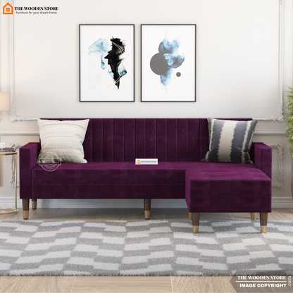 Orner L-Shape Corner Fabric Sofa (Wine Berry)