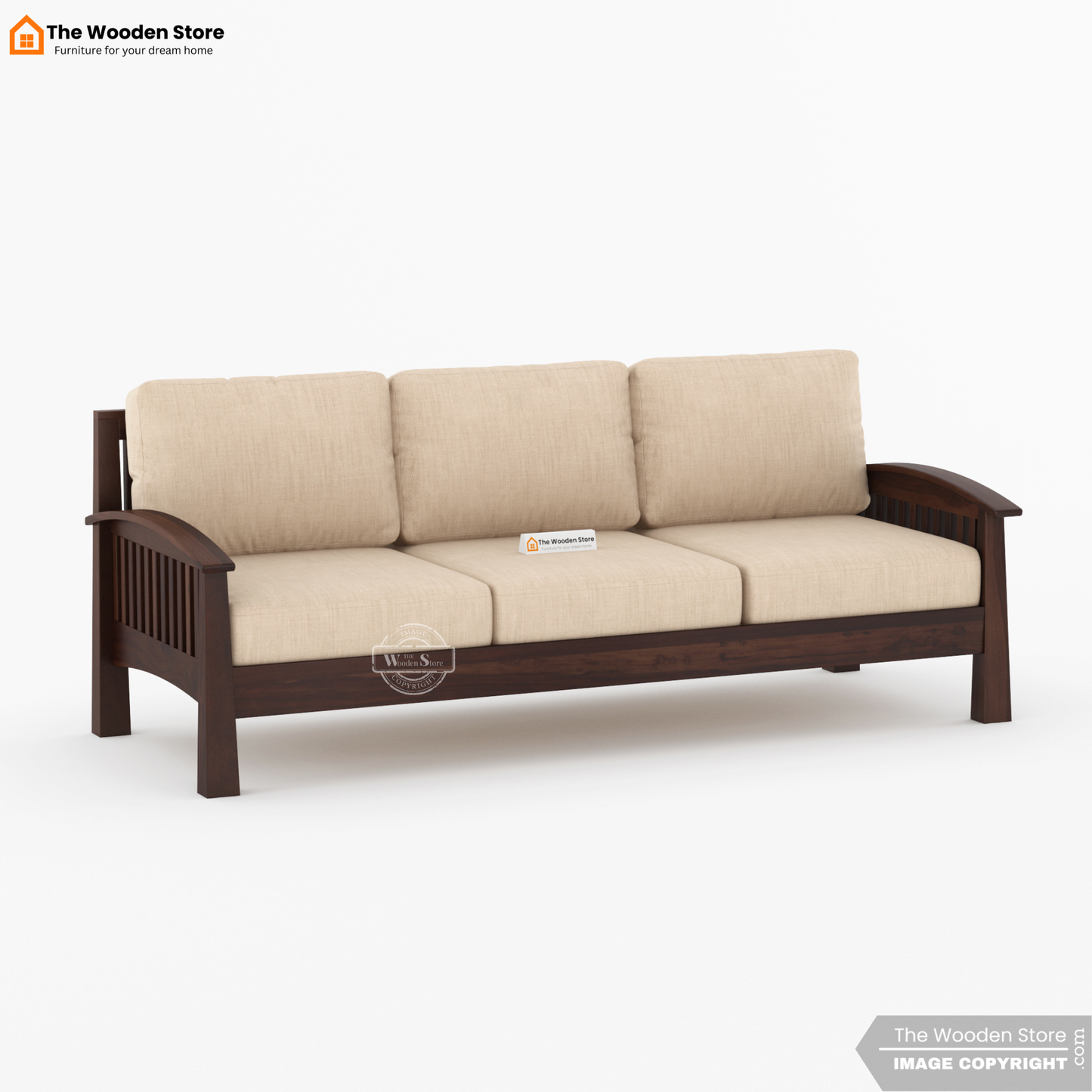 Olympia 3+1+1 Wooden Sofa Set (Walnut Finish)