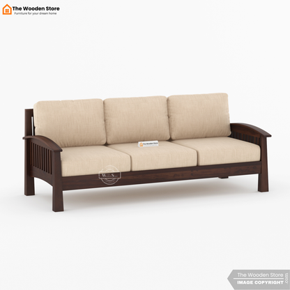Olympia 3+1+1 Wooden Sofa Set (Walnut Finish)