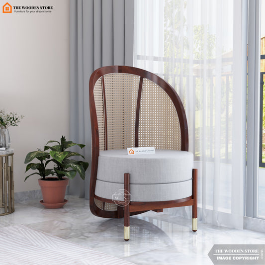 Remzo Curved Chair with Cane (Walnut Finish)