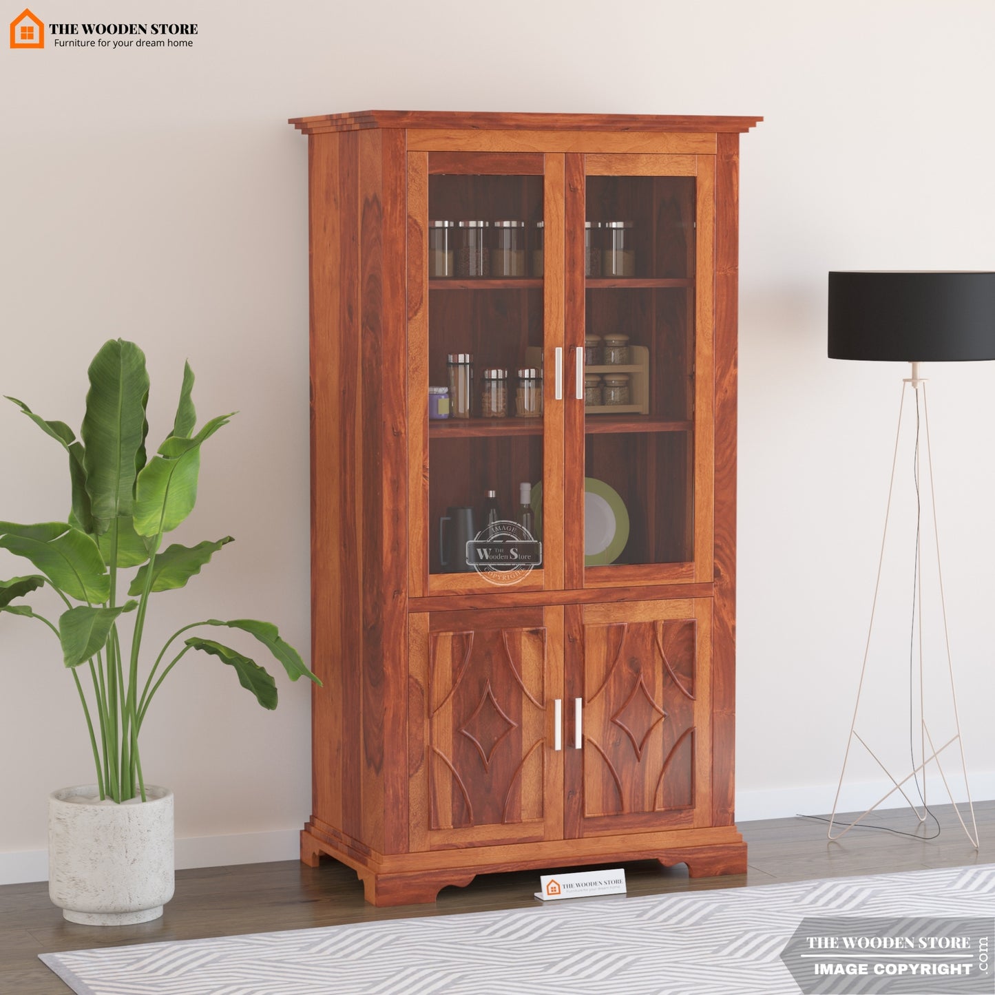 Matrix Double Door Crockery Unit (Honey Finish)