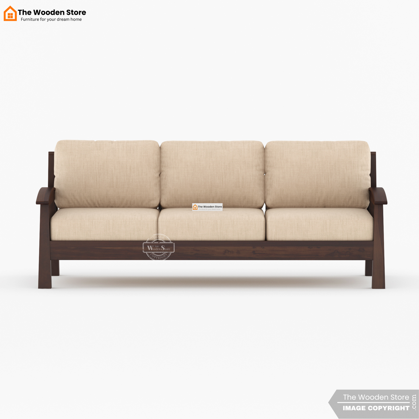 Olympia 3+1+1 Wooden Sofa Set (Walnut Finish)