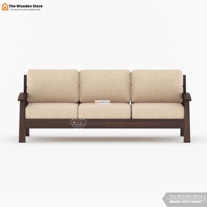 Olympia 3+1+1 Wooden Sofa Set (Walnut Finish)