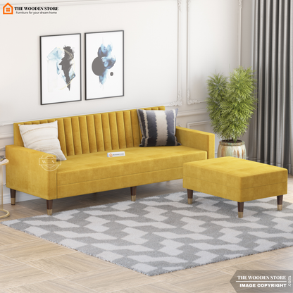 Orner L-Shape Corner Fabric Sofa (Orange Gold)