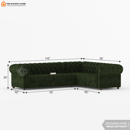 Ronin Sectional L -Shape Corner Sofa (Olive Green)