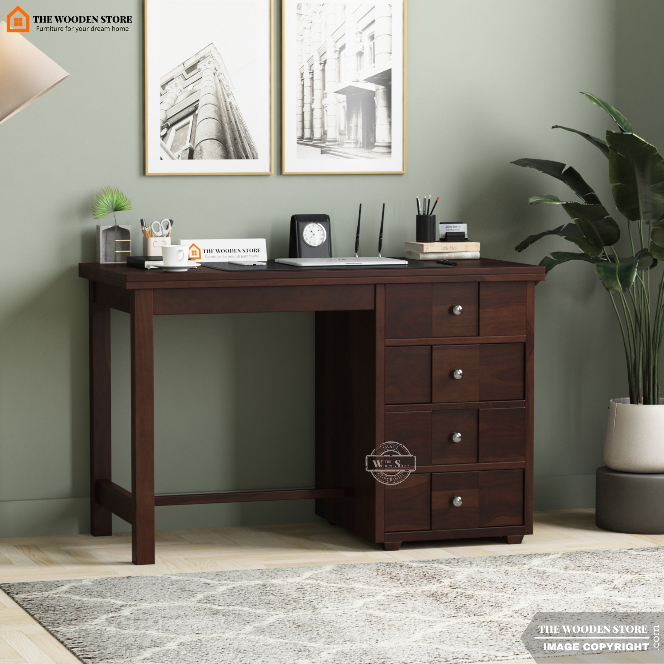 Lewis Study Table Ferris Study Table (Walnut Finish) – The Wooden Store