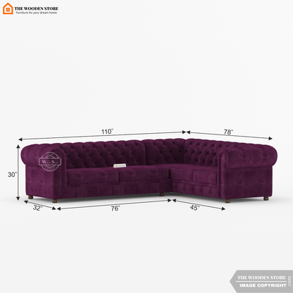 Ronin Sectional L -Shape Corner Sofa (Wine Berry)