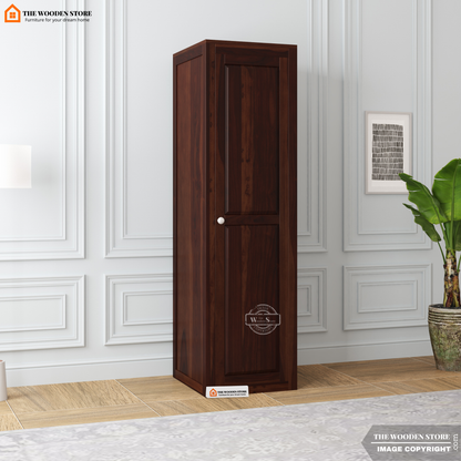 Mateo 1 Door Multi-Utility Wardrobe (Walnut Finish)