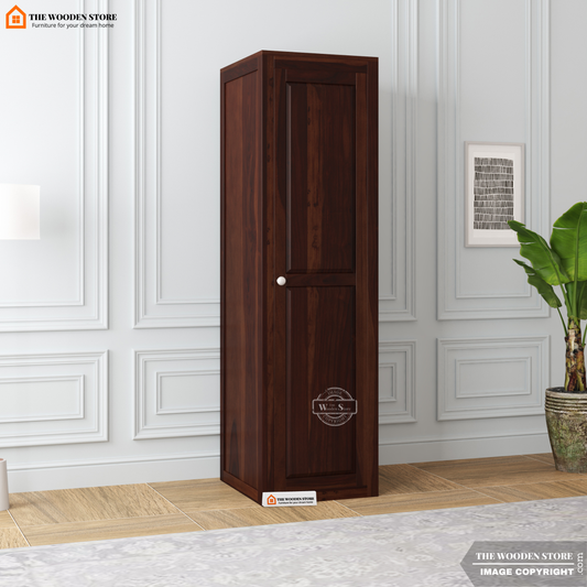 Mateo 1 Door Multi-Utility Wardrobe (Walnut Finish)
