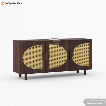 Glowden Cabinets and Sideboard With Cane (Walnut Finish)