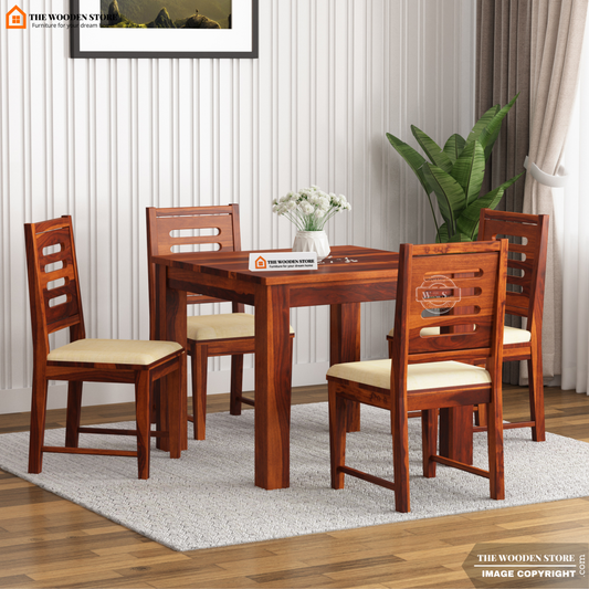 Bob 4 Seater Dining Set (Honey Finish)