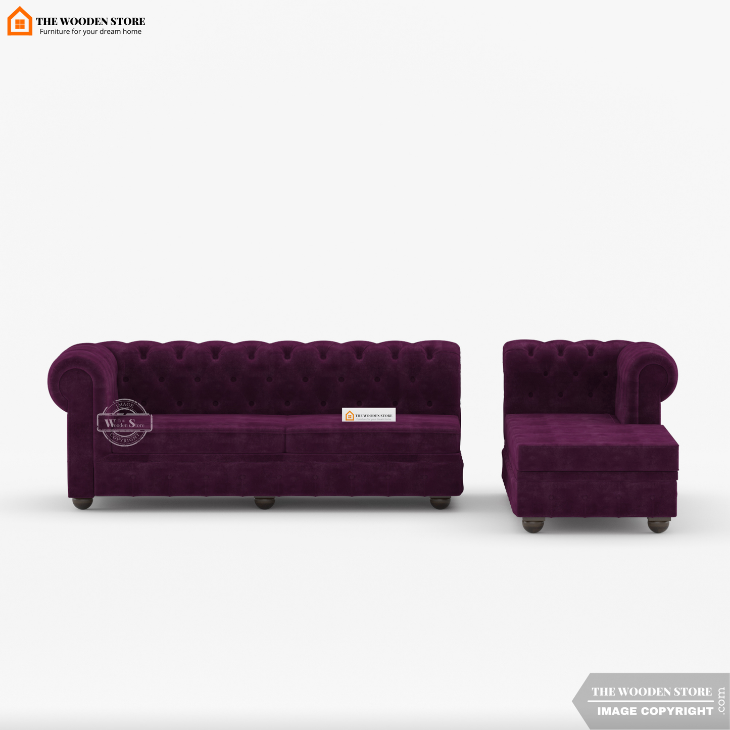Ronin L - Shape Right Aligned Corner Sofa (Wine Berry)