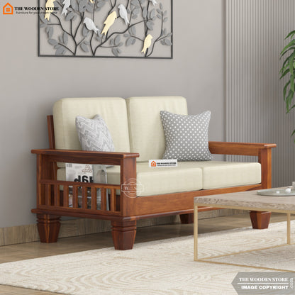 Charlie 2 Seater Wooden Sofa (Honey Finish)