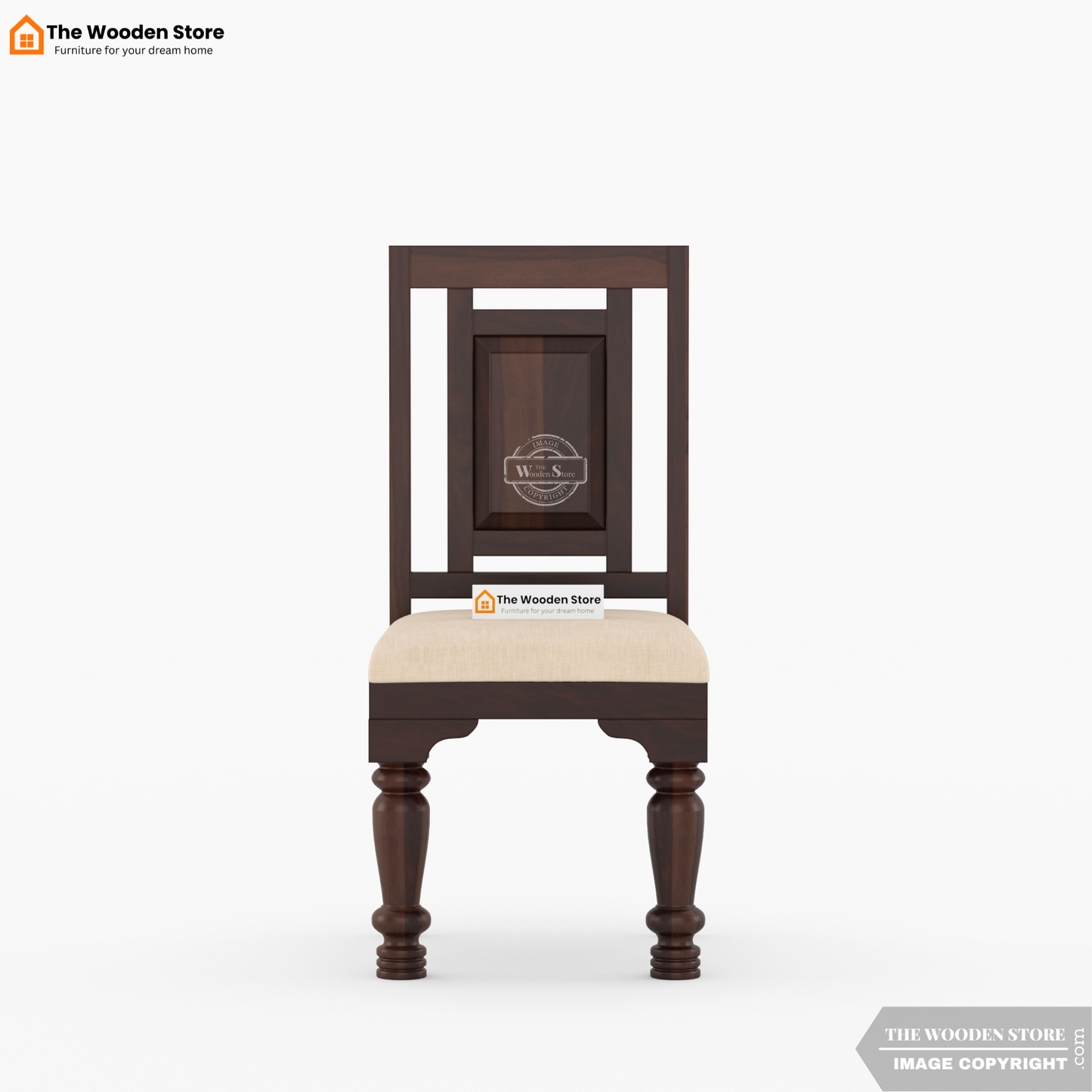 Royal Brass and Tiles 6 Seater Dining Table Set (Walnut Finish)