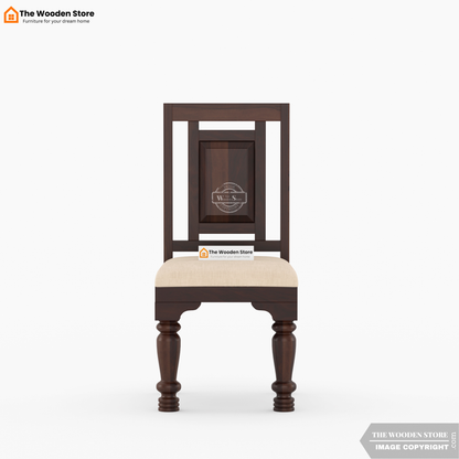 Royal Brass and Tiles 6 Seater Dining Table Set (Walnut Finish)