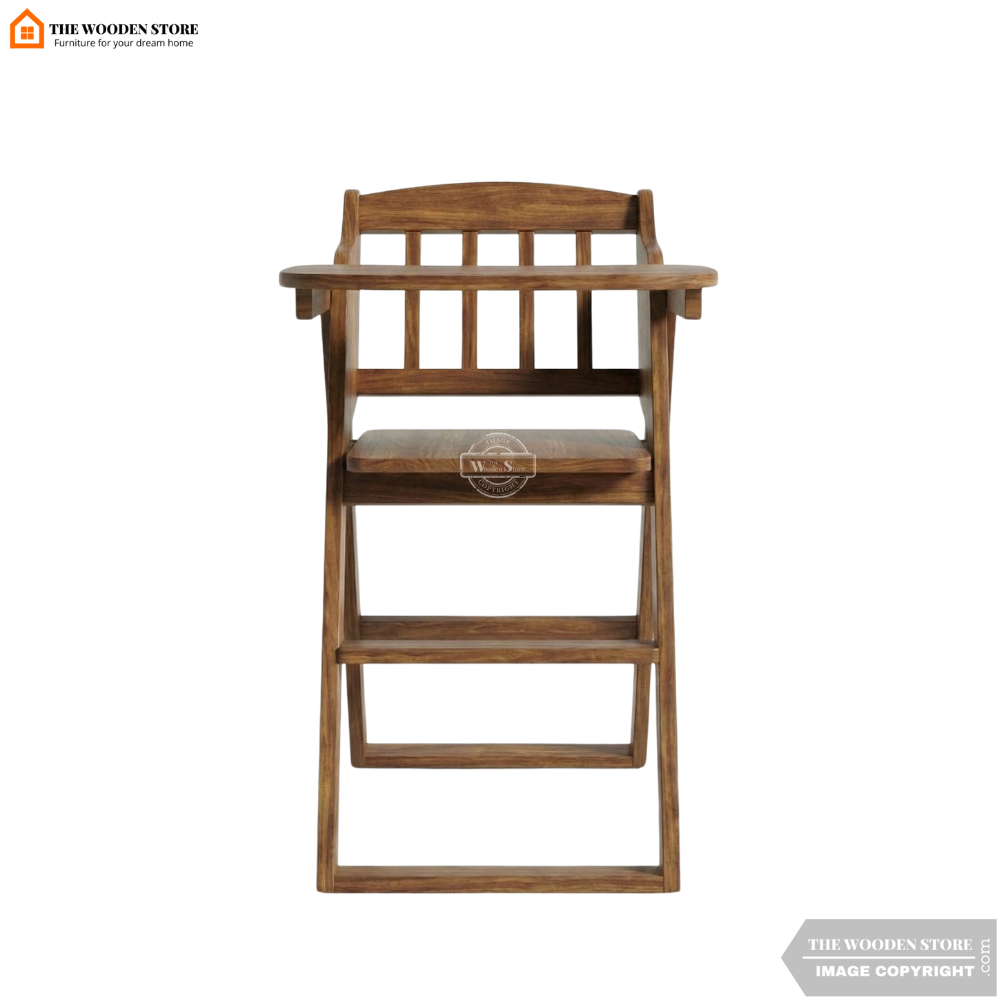 Aaru Baby High Foldable Chair (Teak Finish)