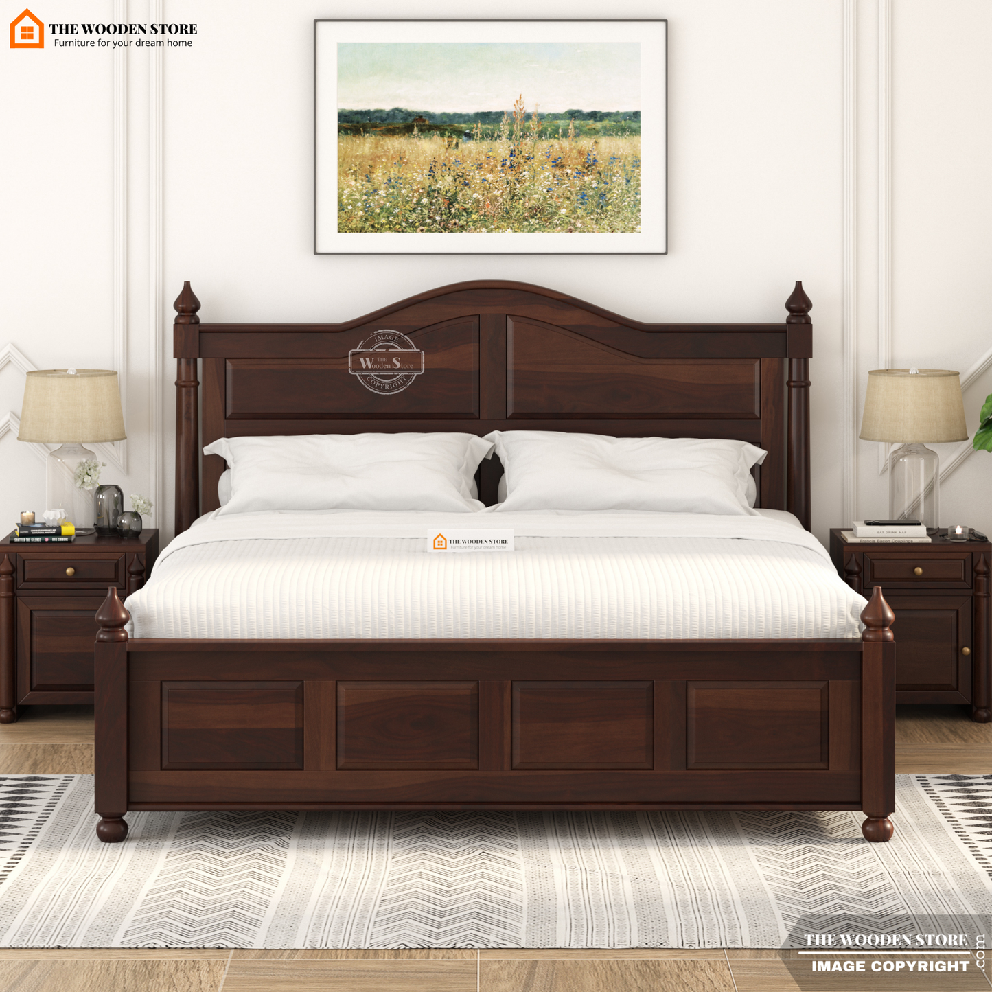Boonville Bed without Storage (King Size, Walnut Finish)