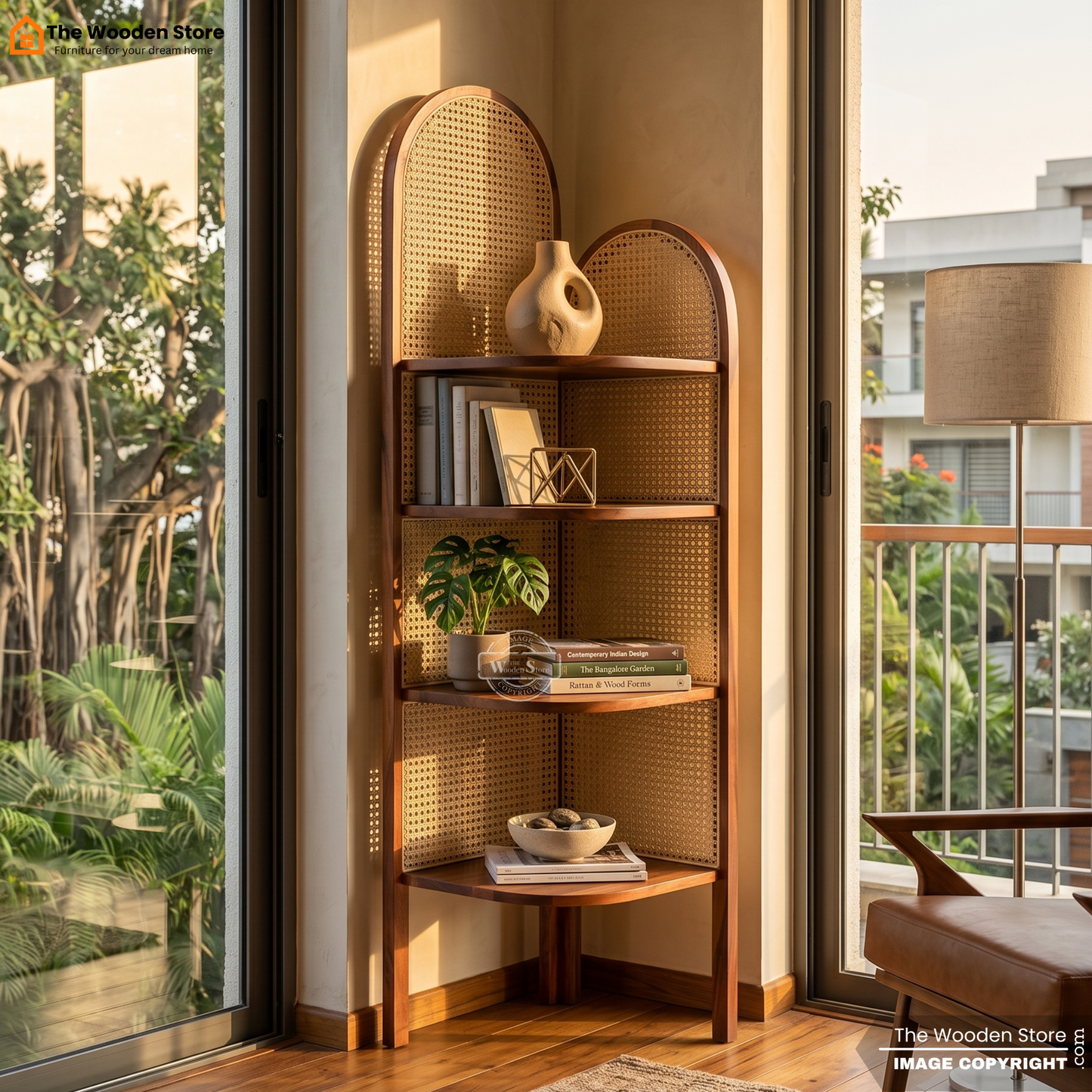 Lemley Sheesham Wood Bookshelf (Honey Finish)