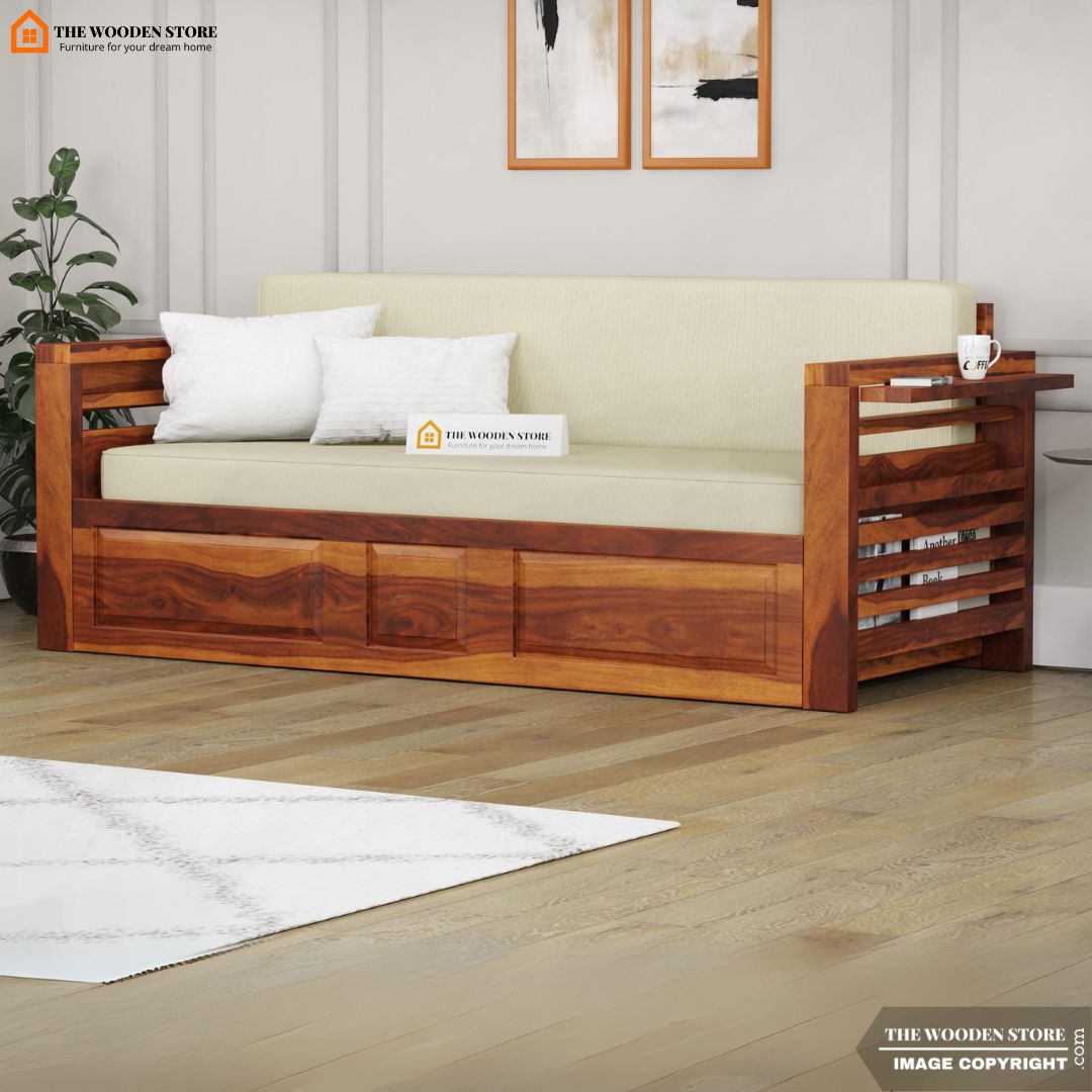 Casper Sofa Cum Bed (Queen Size, Honey Finish)