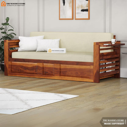 Casper Sofa Cum Bed (Queen Size, Honey Finish)