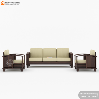 Parsons 3+1+1 Wooden Sofa Set (Walnut Finish)