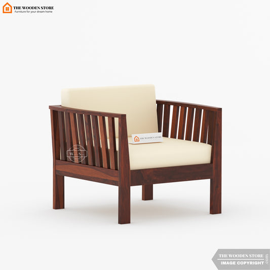 Hilltop 1 Seater Wooden Sofa (Walnut Finish)