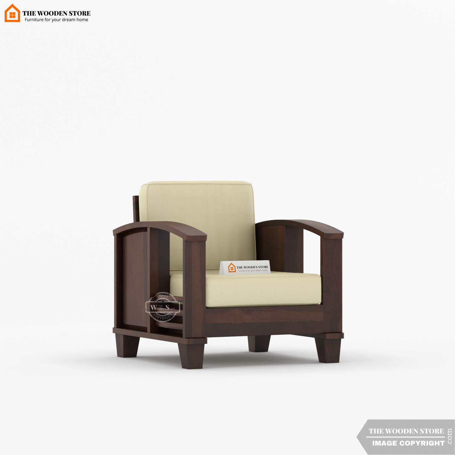 Parsons 3+1+1 Wooden Sofa Set (Walnut Finish)