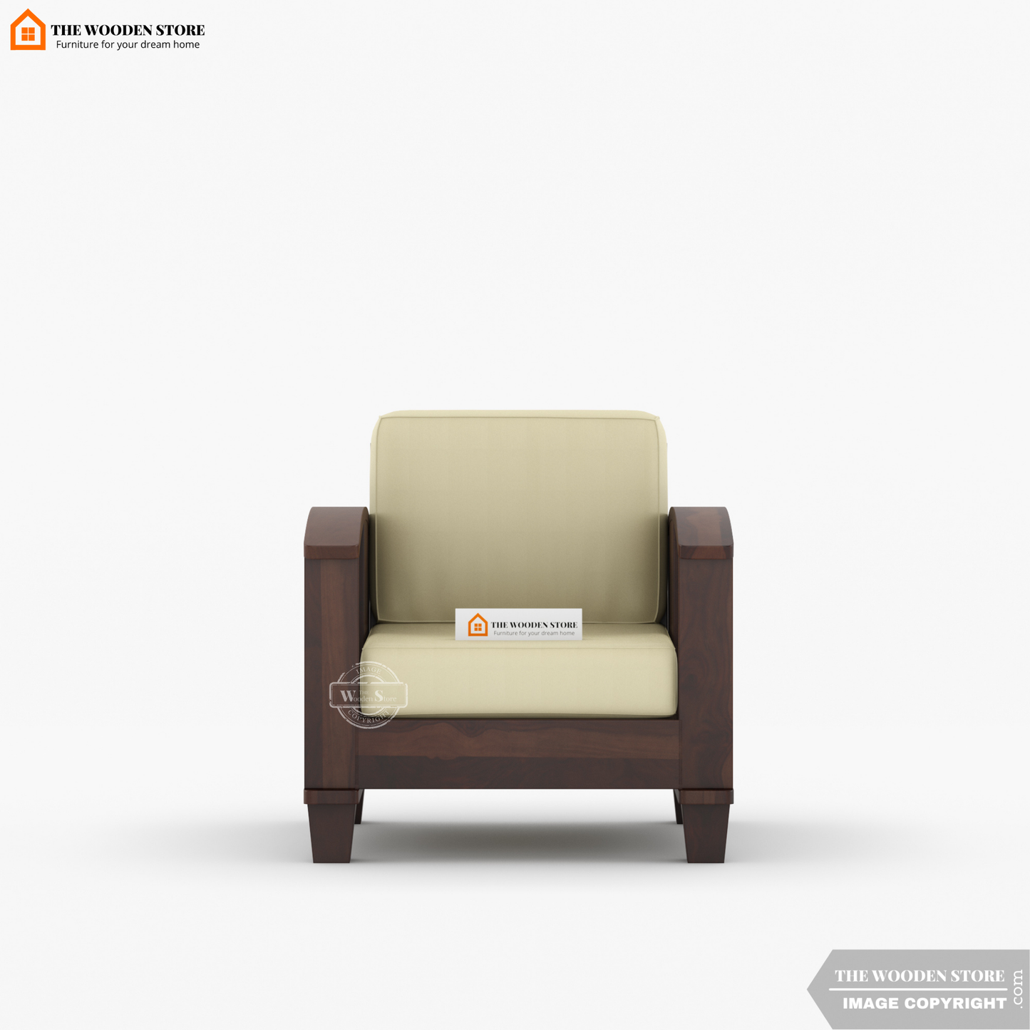 Parsons 3+1+1 Wooden Sofa Set (Walnut Finish)