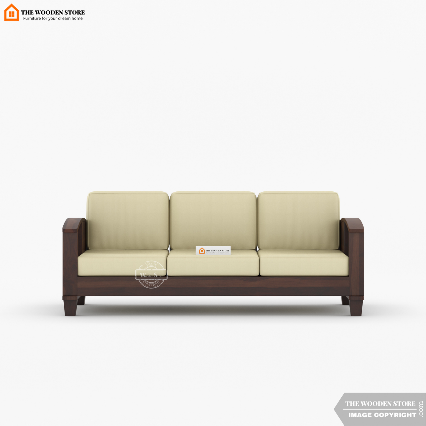 Parsons 3+1+1 Wooden Sofa Set (Walnut Finish)