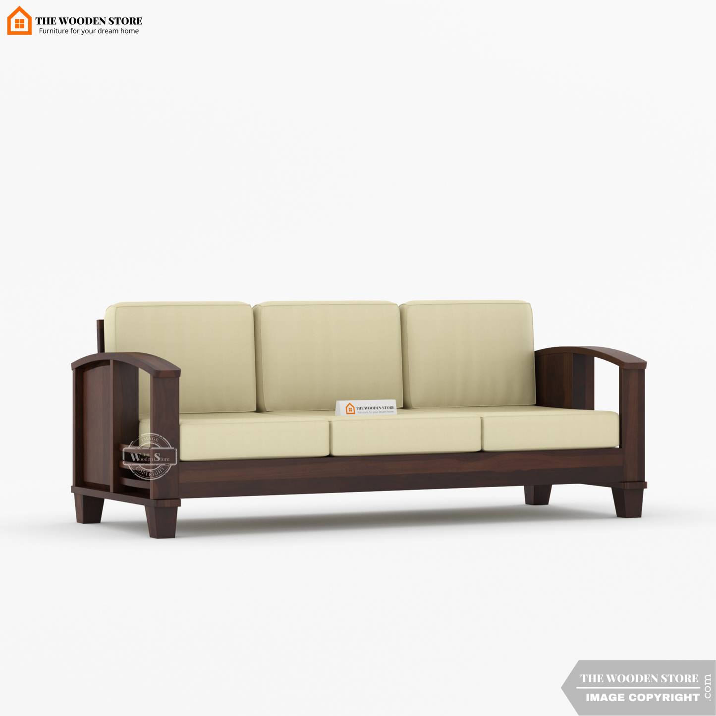 Parsons 3+1+1 Wooden Sofa Set (Walnut Finish)