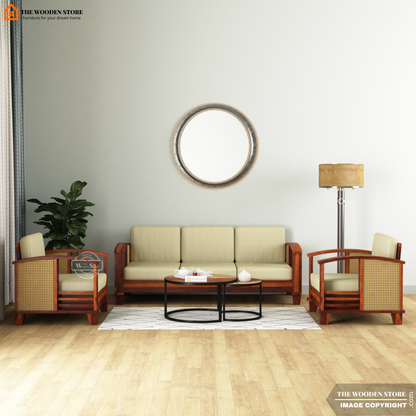 Parsons 3+1+1 Cane Sofa Set (Honey Finish)