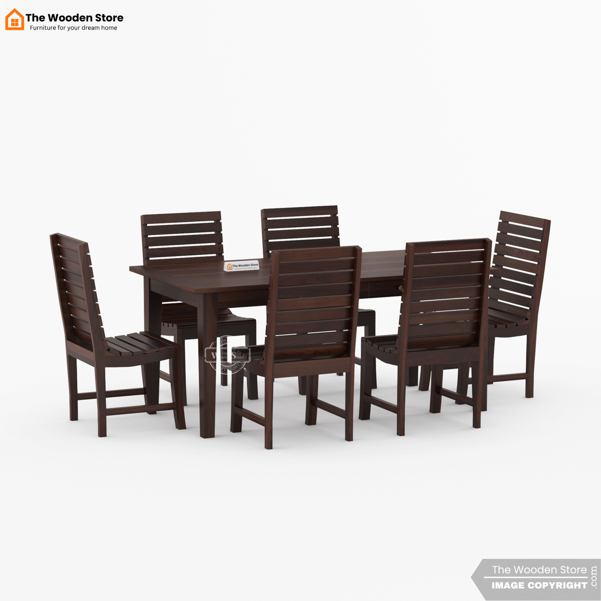 Glen 6 Seater Dining Set (Walnut Finish)
