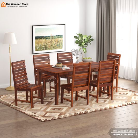 Glen 6 Seater Dining Set (Honey Finish)